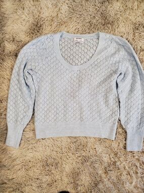 Old Navy Pale Blue Pointelle Scoop Neck Sweater